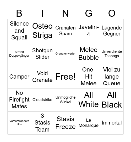 Crucible Bingo Card