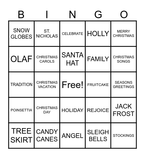 CHRISTMAS BINGO Card