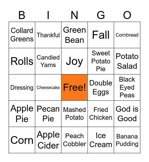 Friendsgiving Bingo Card