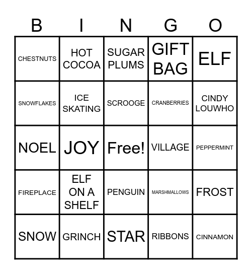 CHRISTMAS BINGO Card