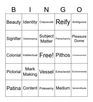 @caitlinezellwaugh @hcwiley Art Jargon BINGO Card