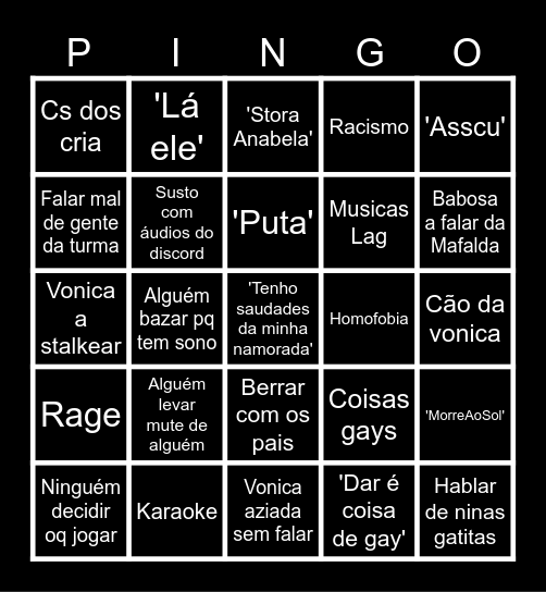 Pingo Bingo Card