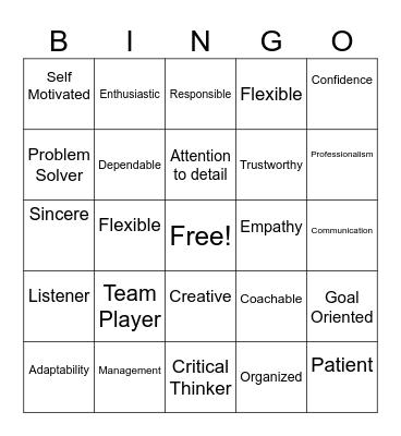 Soft Skills Bingo Card