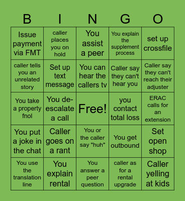 Team Donaldson Bingo Card