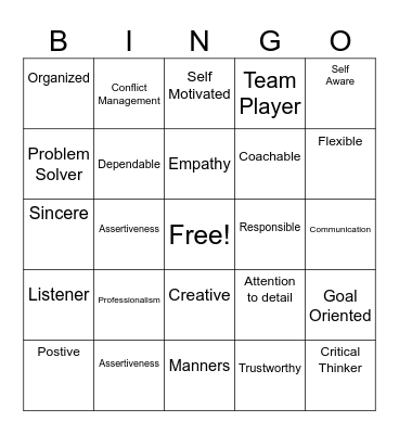 Soft Skills Bingo Card