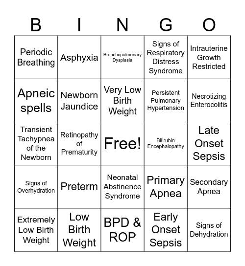 MNT Module 12 Bingo Card