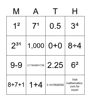 Math UwU Bingo Card