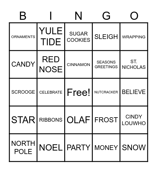 CHRISTMAS BINGO Card