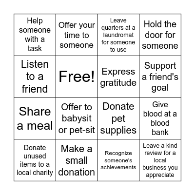 Giving Tuesday Bingo! Bingo Card