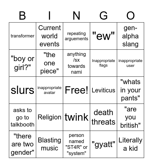 Untitled Bingo Card