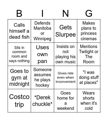 Derek Bingo Card
