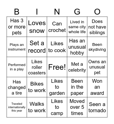 Get to Know Your Coworkers Bingo Card