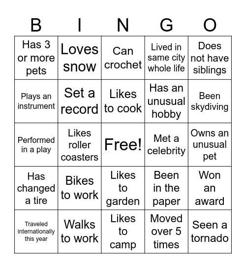 Get to Know Your Coworkers Bingo Card