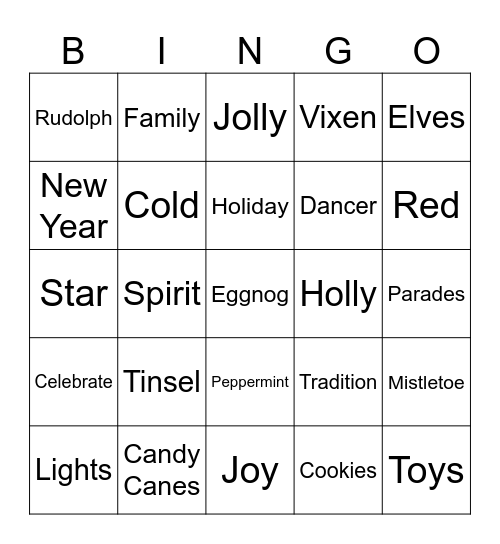 The Studio Holiday Bingo Card