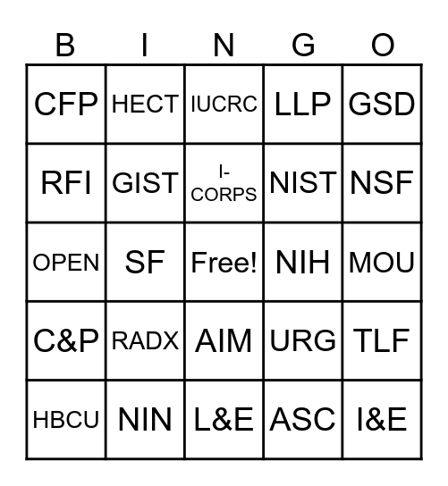 VentureWell Bingo Card
