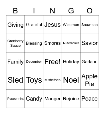 Christmas Bingo Card