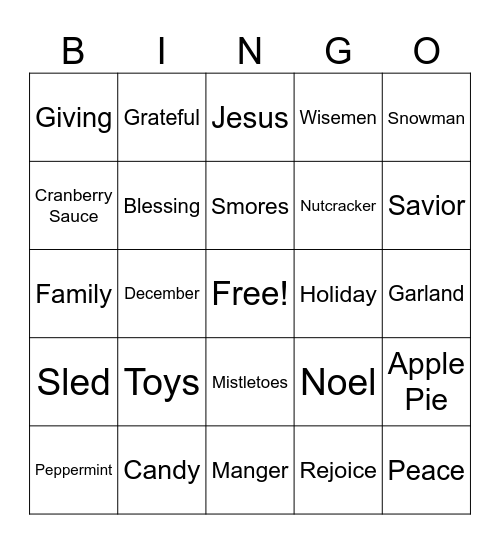Christmas Bingo Card