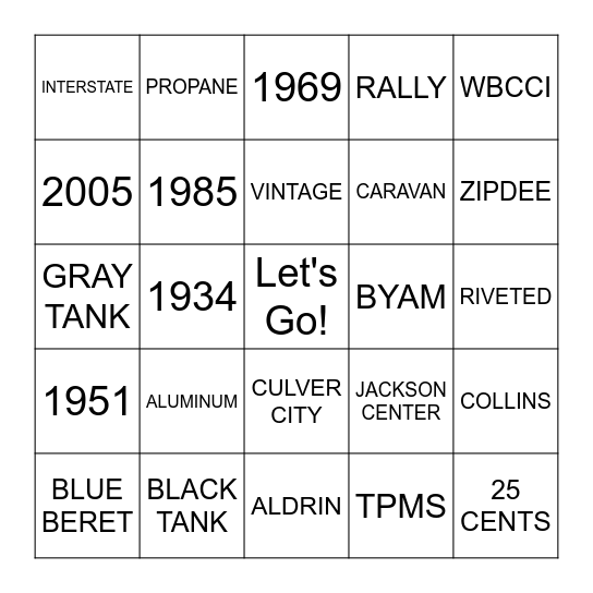 Airstream Bingo Card