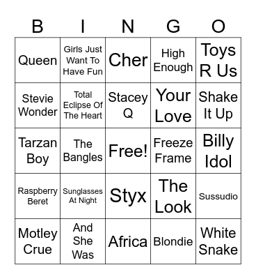 80's Video Bingo Card