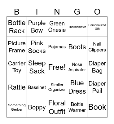 Baby Shower Bingo Card