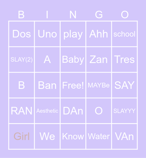 We Know... Bingo Card