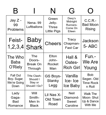Total Quiz Trivia Presents Radio Bingo Shuffle Mix #1 Bingo Card