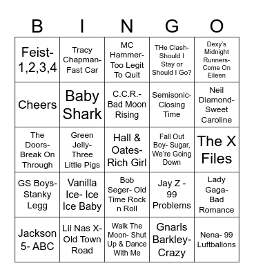 Total Quiz Trivia Presents: Radio Bingo Shuffle Mix #1 Bingo Card