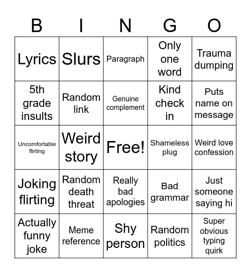 Anon Bingo Card