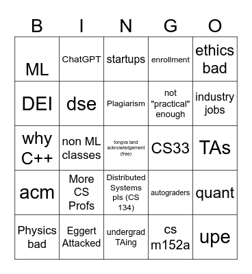 CS Town Hall Bingo Card