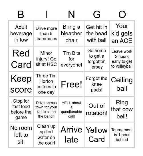 Yay SPORTS! 🏐 Parent Bingo Card