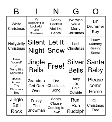 Christmas Songs Bingo Card