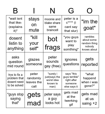 peta bingo Card