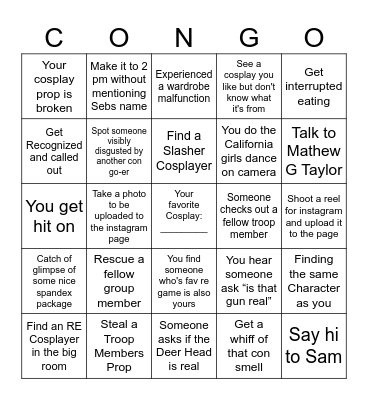 Con Bingo Card