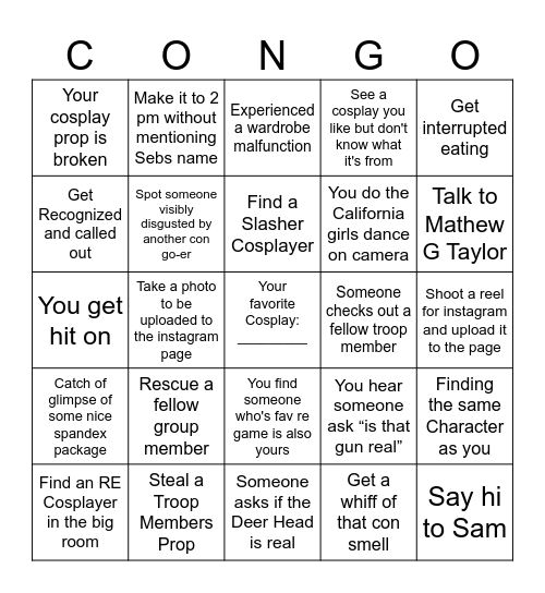 Con Bingo Card