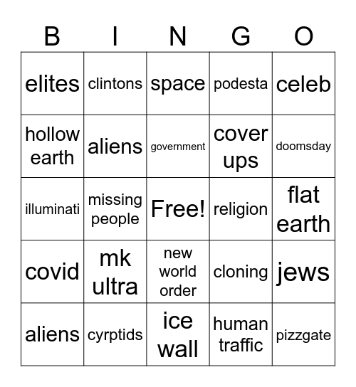 BATSHIT INSANE CONSPRICARY BINGO Card