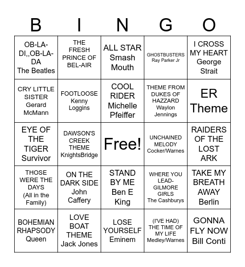 MOVIES AND TV Bingo Card