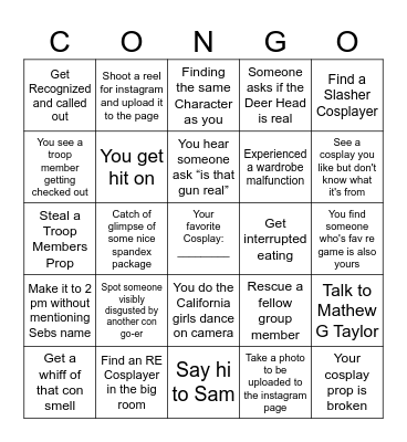 2023 Con Bingo Card