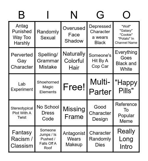 Gacha Video Bingo Card