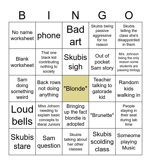 7th hour bingo Card