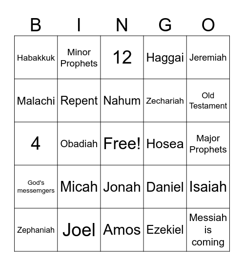 The Prophets Bingo Card