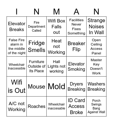 Inman Issues Bingo Card