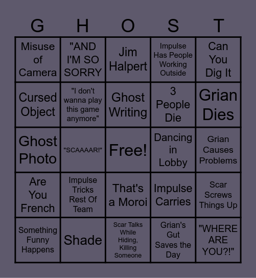 ImpulseSV Phasmophobia Rounds Bingo Card