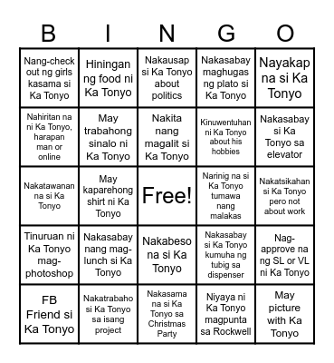 PA-BINGO NI KA TONYO Bingo Card