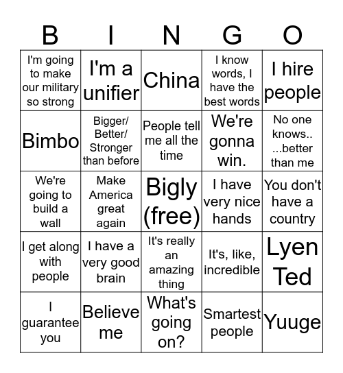 Best Words Bingo Card