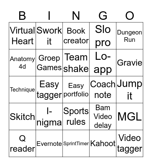 Digigym Apps Bingo Card