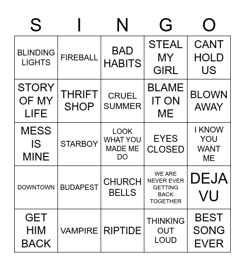 869 YOUNG LADIES REQUESTS Bingo Card