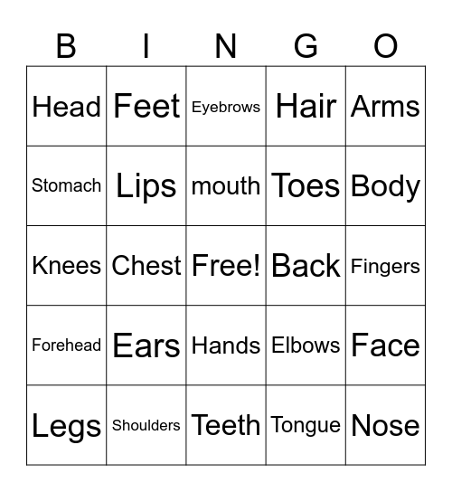 Body Parts Bingo! Bingo Card