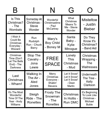🎁 MUSIC BINGO - CHRISTMAS HITS 🎁 Bingo Card