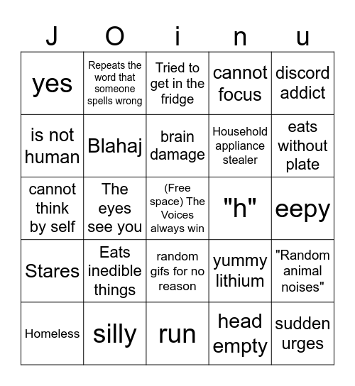 Hivemind bingo Card