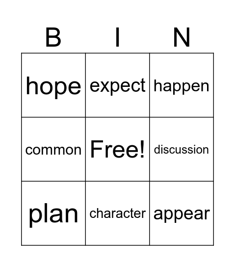 Unit 5 Bingo Card